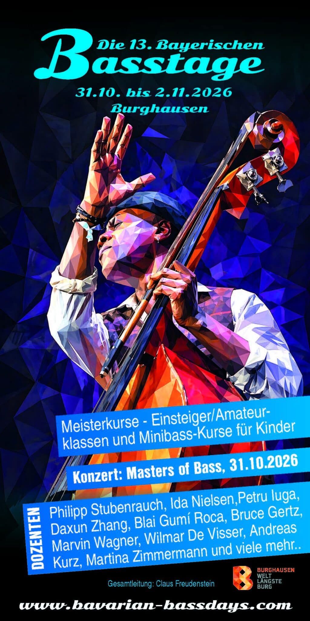Stadt Burghausen: Internationale Bass-Stars beim Konzert „Masters of Bass“ in Burghausen